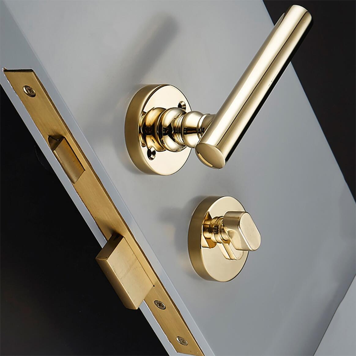 Winton Brass Door Handle with Lock (Set of 2)
