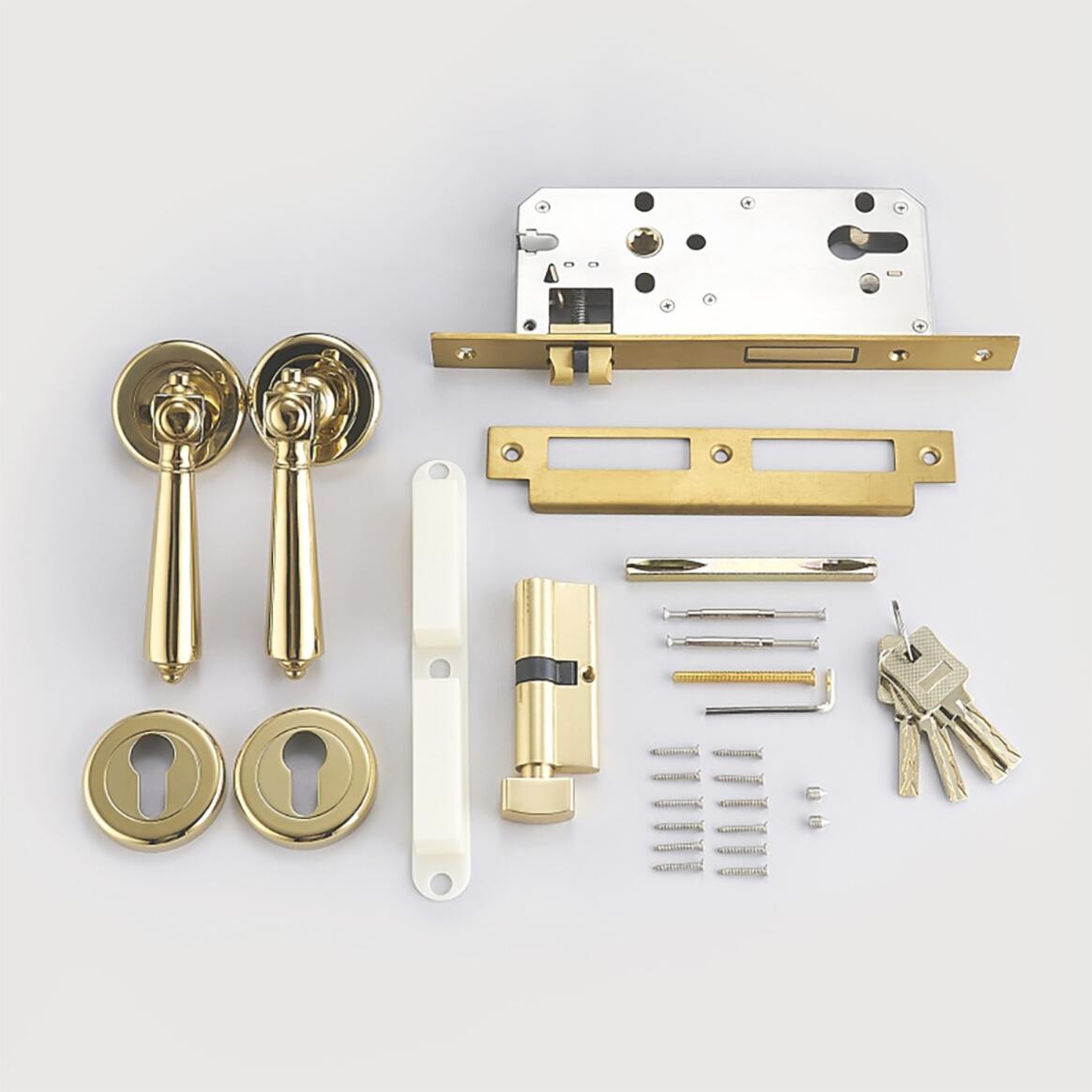 Nelson Antibacterial Brass Door Handle with Lock (Set of 2