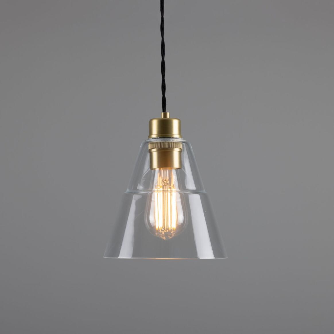Lyx Clear Glass Cone Pendant Light 18cm IP20 | Mullan Lighting