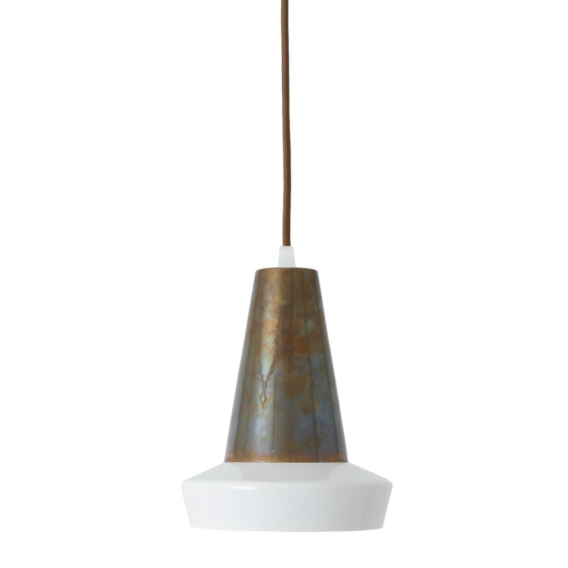 Suspension Malabo blanc et en laiton antique 16cm main product image