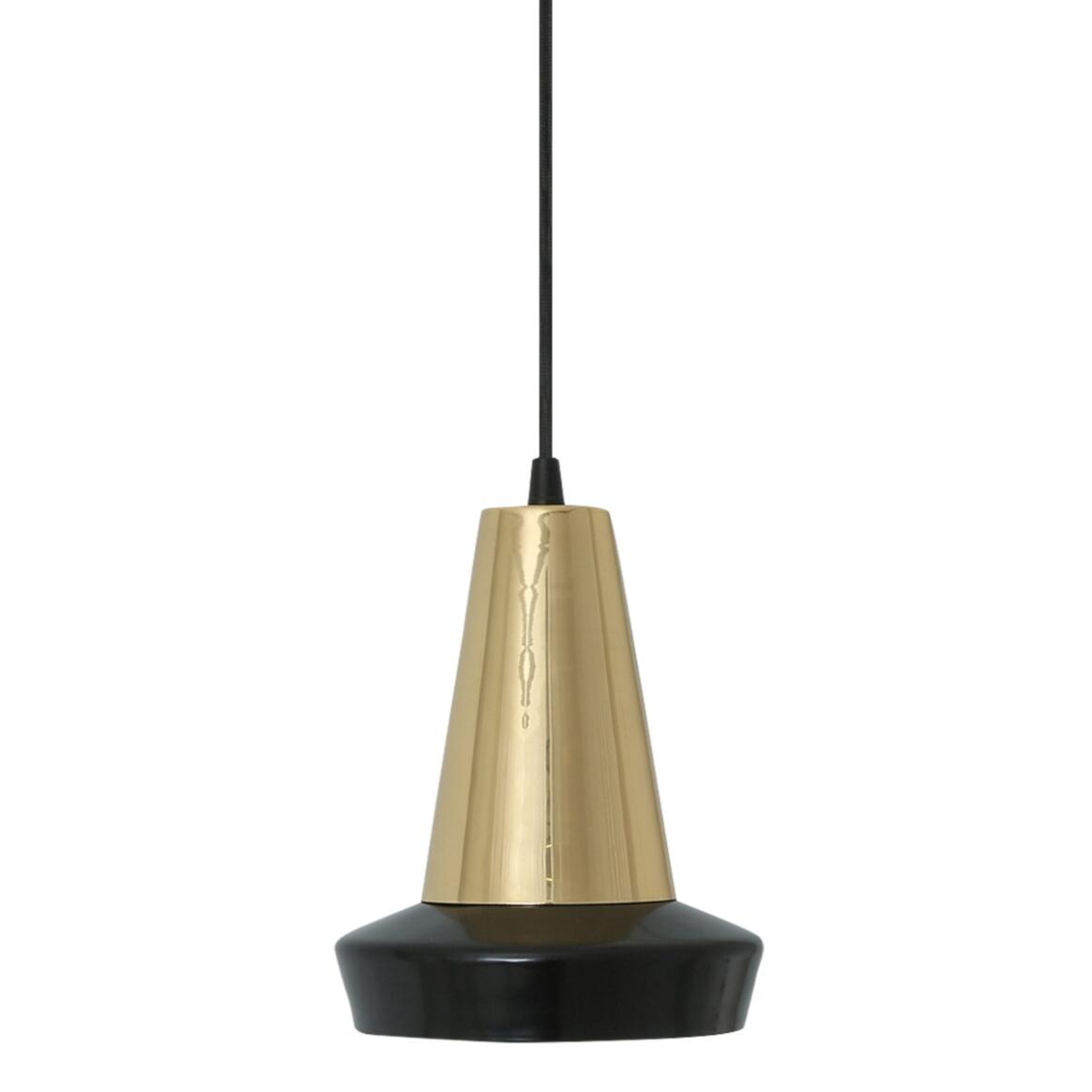 Malabo Matte Black and Polished Brass Pendant Light 16cm main product image