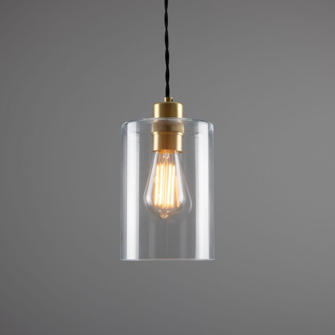 Dalat Small Clear Glass Cylinder Pendant Light 5.5" main product image