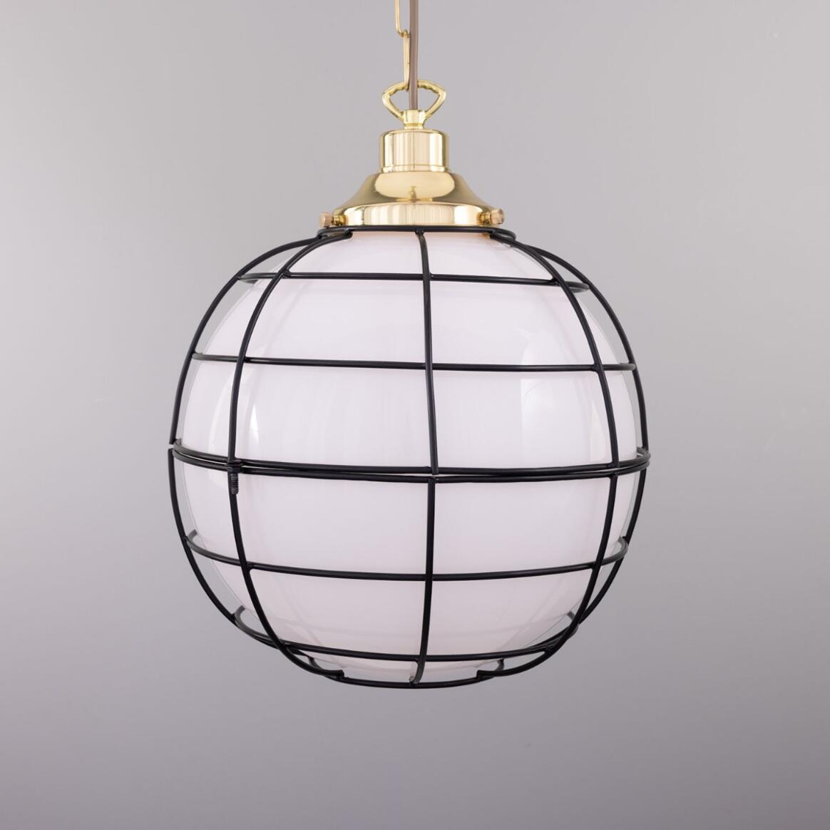 Hudson Glass Globe Cage Pendant Light 30cm main product image
