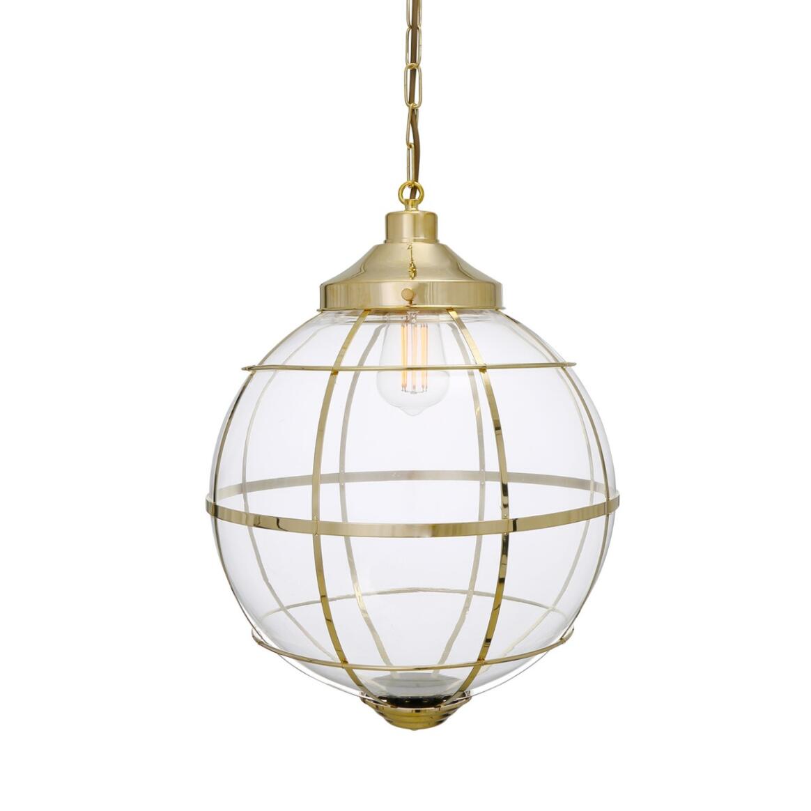 Henlow Glass Globe Pendant Light with Brass Cage main product image