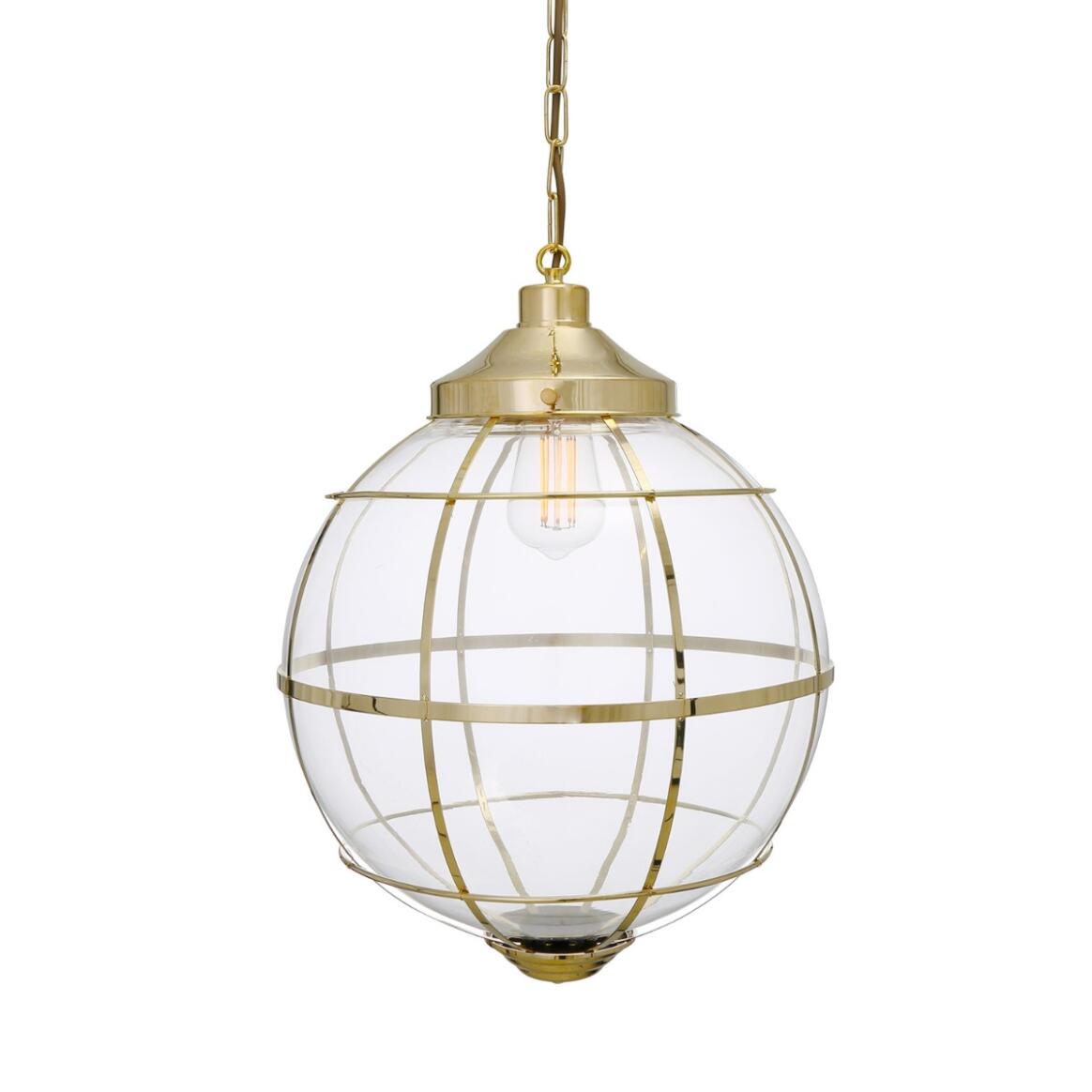 Suspension Henlow avec globe en verre et cage en laiton  main product image