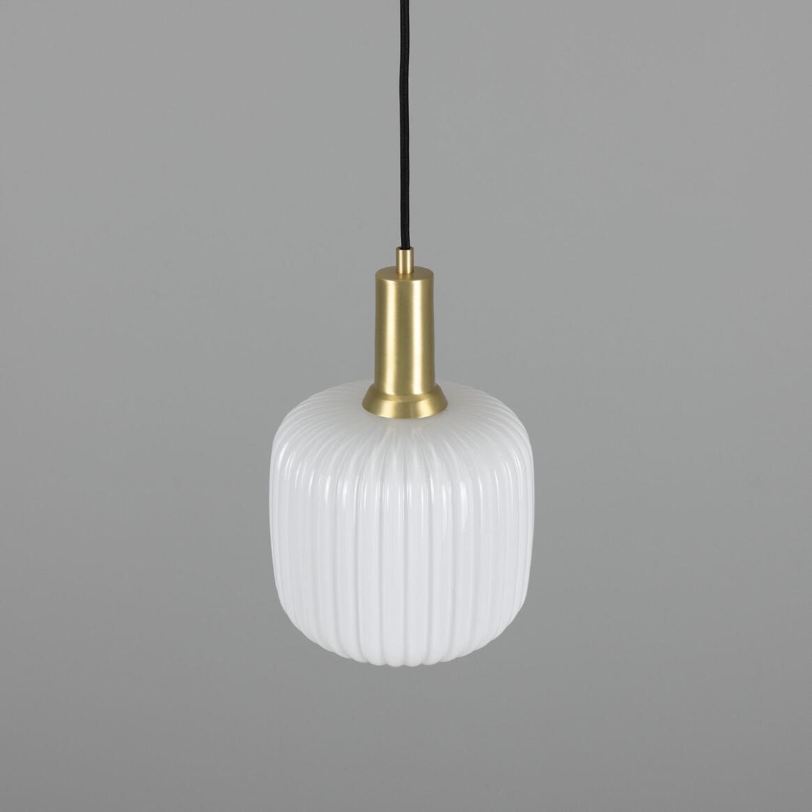 Suspension Luminaire Arterameferro – Laiton, Céramique Blanche Ondulée, Bord Vert, 30 Cm, Italie