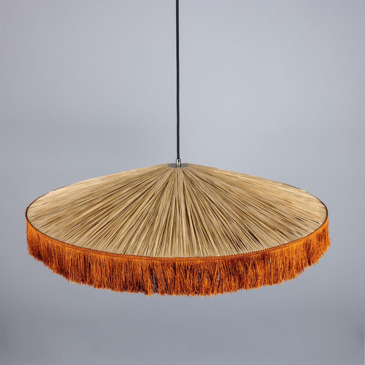 Syracuse Raffia Brick Tassel Pendant Light 78cm main product image