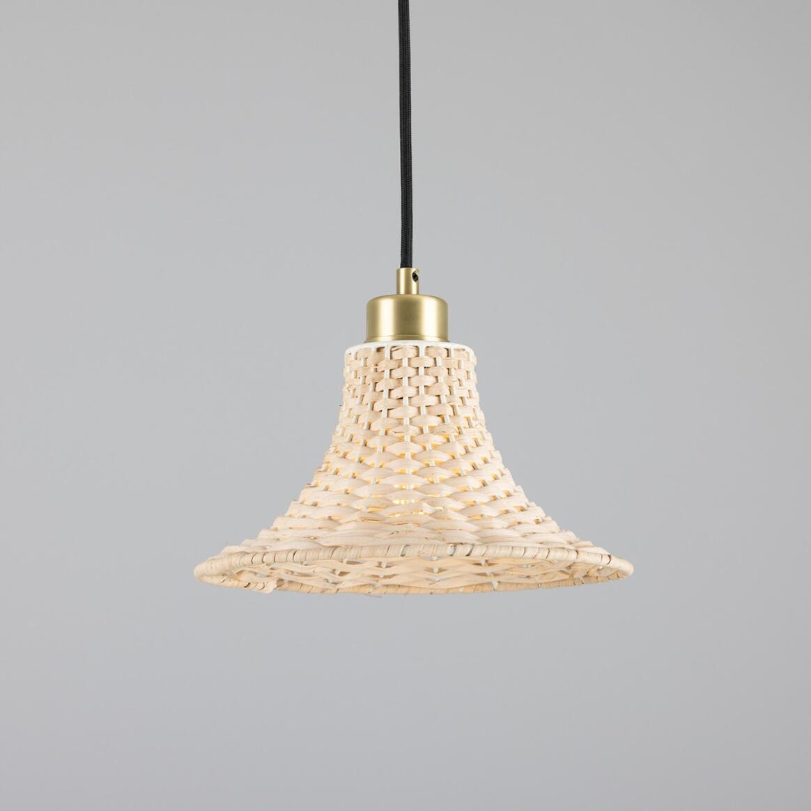 Savannah Small Bell-Shaped Rattan Pendant Light 9.4" main product image