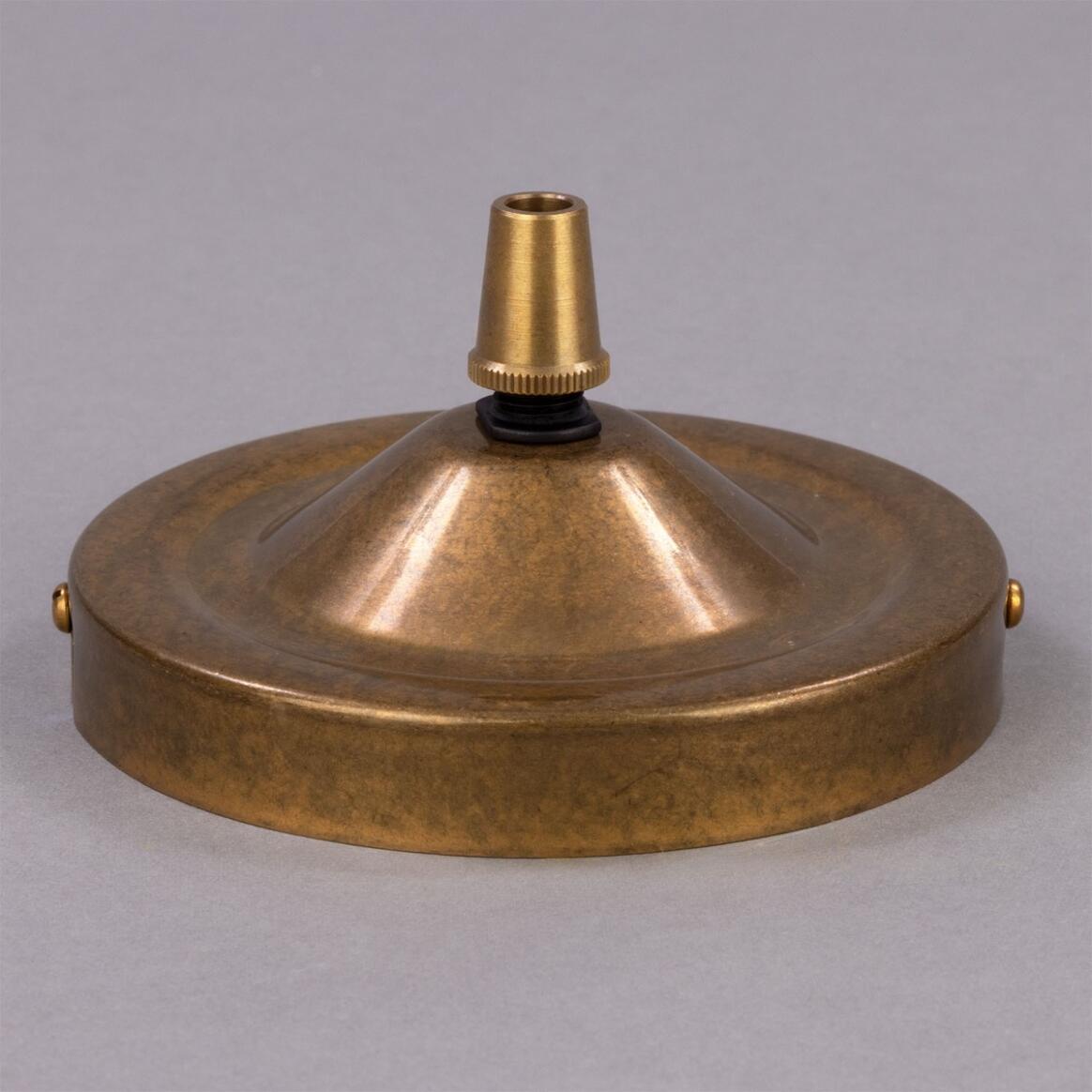 Brass ceiling rose light fitting, flat round with cord grip main product image