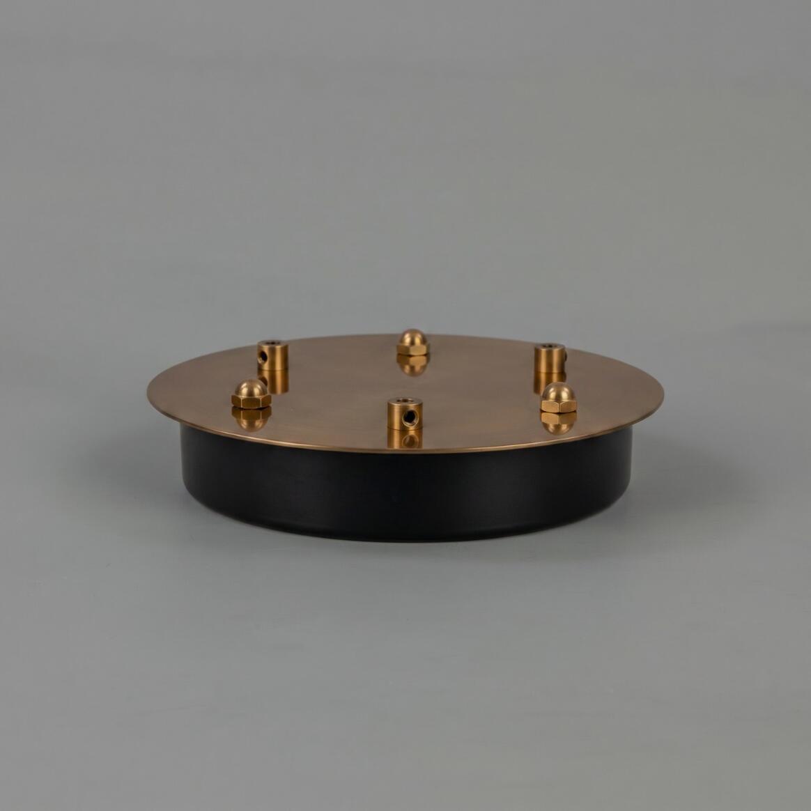 Large Brass Ceiling Rose, Matte Black Base 8" 1 - 5 Outlets main product image