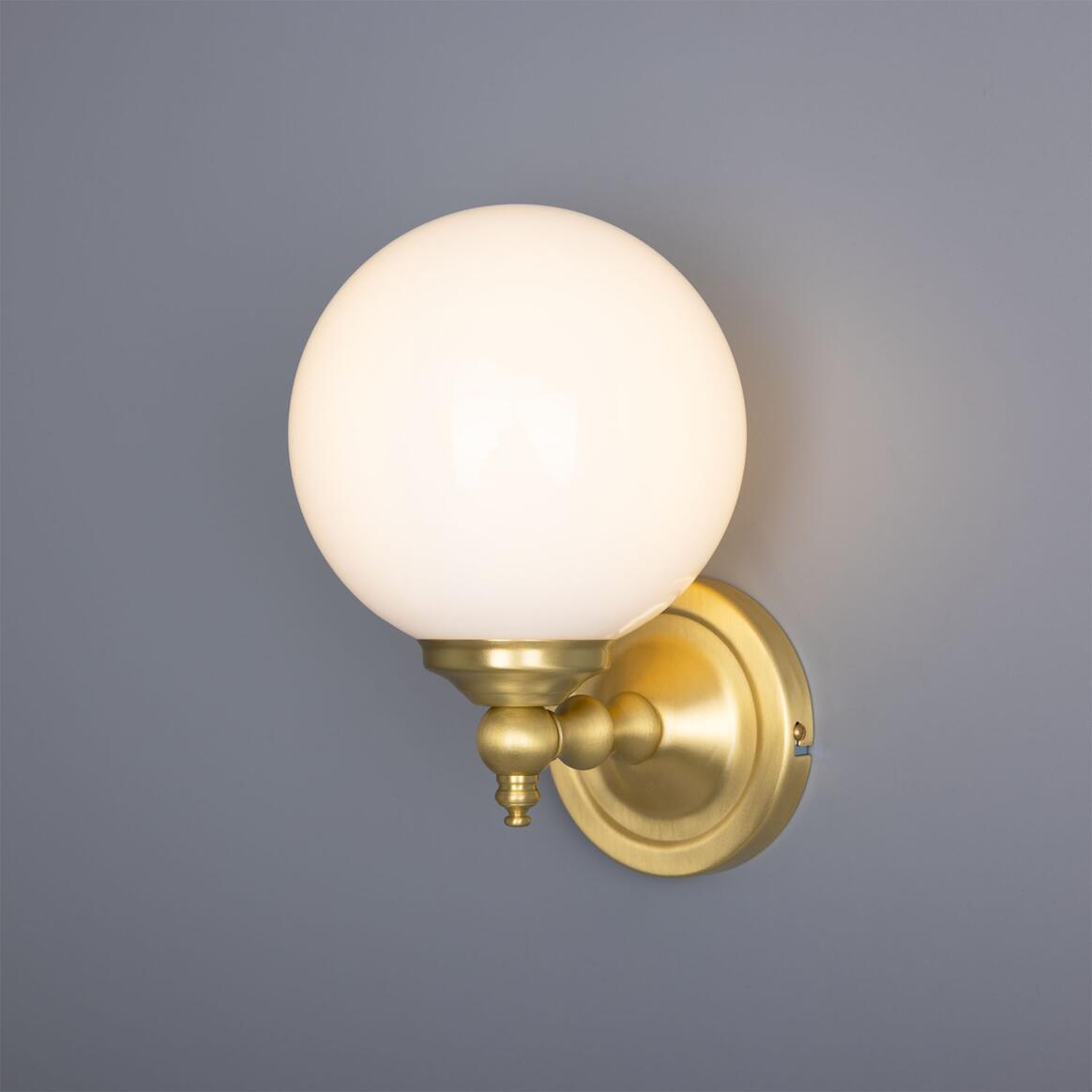 Cloghan Traditional Brass and Opal Glass Globe Wall Light main product image