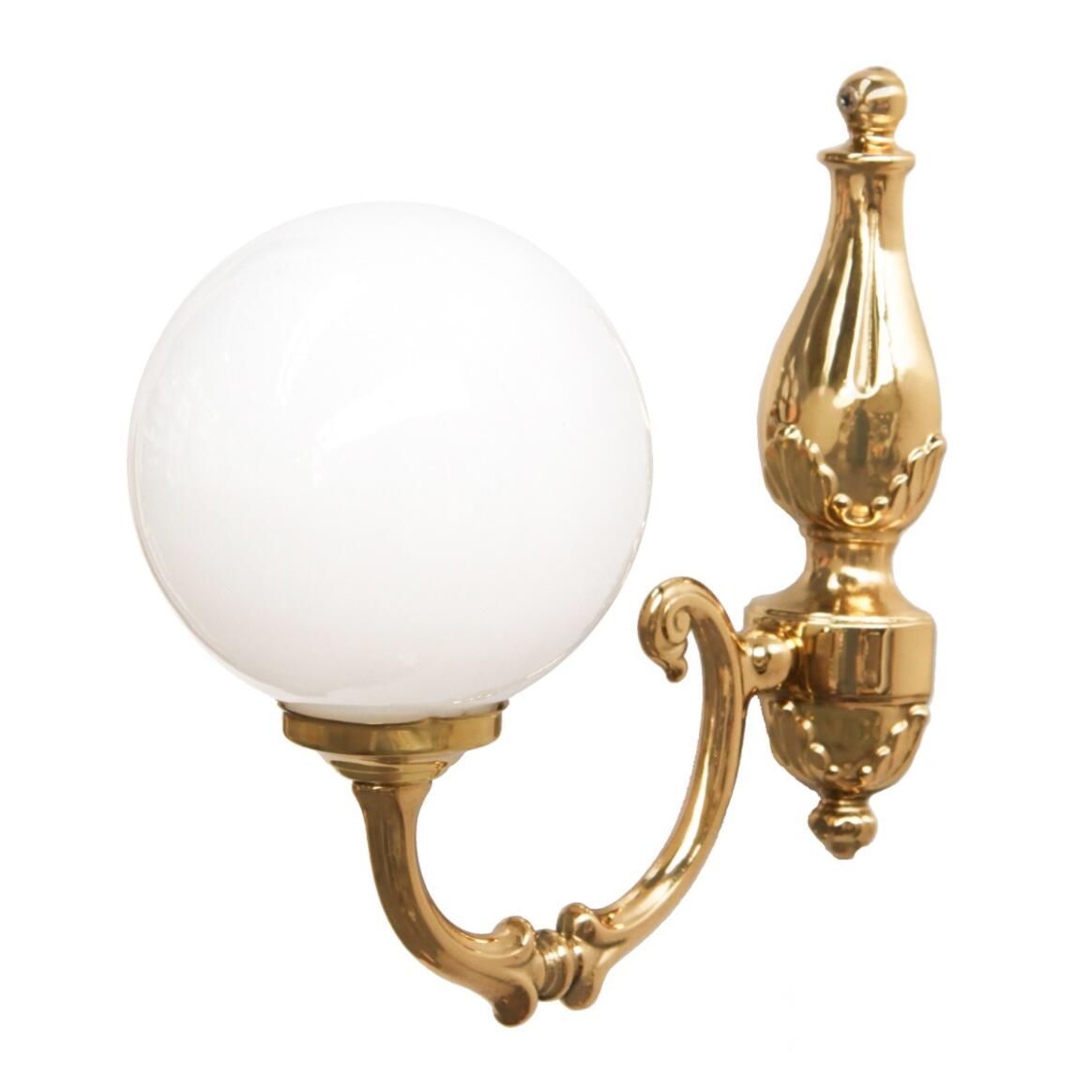 Ben Ornate Brass Wall Light with Opal Glass Globe main product image