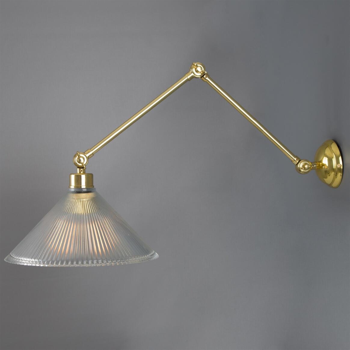 Lampe Murale Laiton – Style Mi-siècle, 4 Lumières, Abat-jour Clair