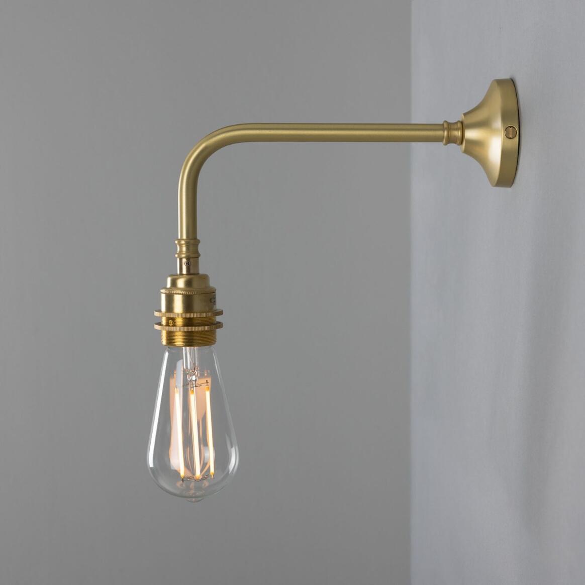 HK Modern Tube Wall Sconce – Vintage 1-Head Metal Lamp, Brushed Brass, Indoor/Outdoor