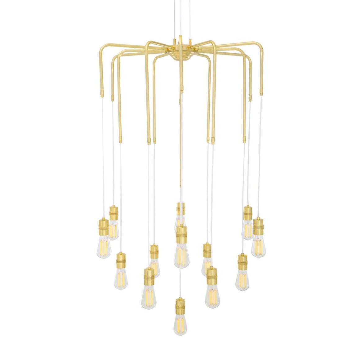 Lustre moderne en laiton, 13 lumières et quatre couleurs Sela main product image