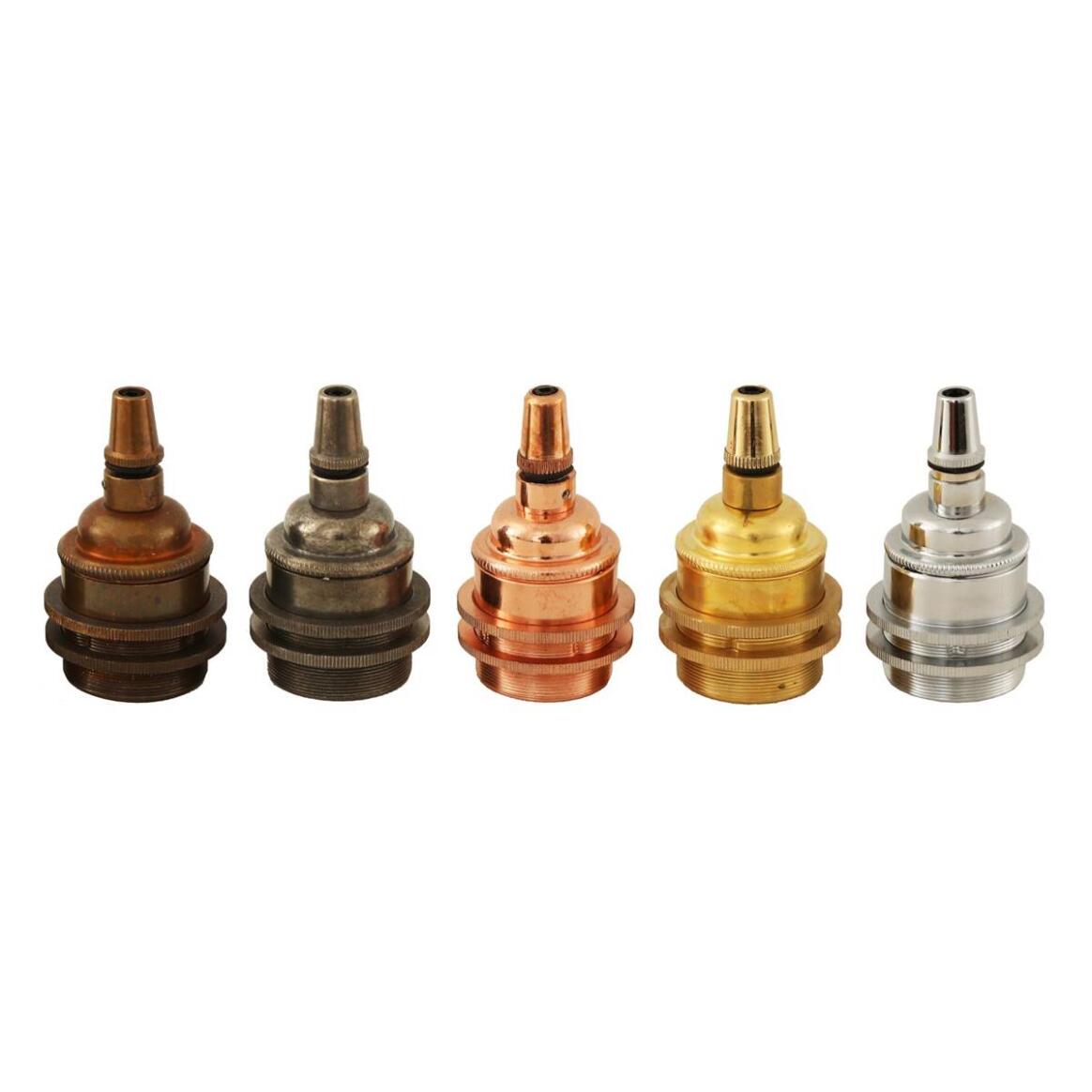 E27 Vintage Metal Lamp Holder with Cord Grip and Shade Rings, 5 Colours main product image