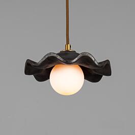 Rivale Pendant Light with Wavy Ceramic Shade, Metallic Earth 8.25" IP20
