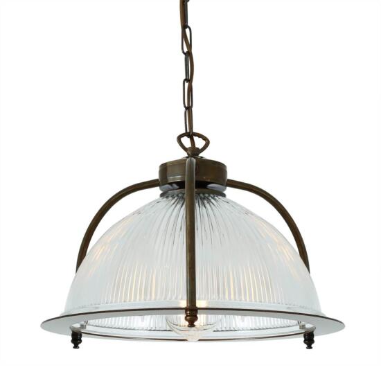 Bousta Industrial Prismatic Glass Pendant Light 35cm, Antique Brass