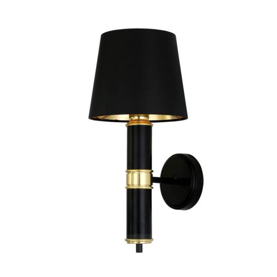 Kangos Polished Brass and Black Pillar Wall Sconce