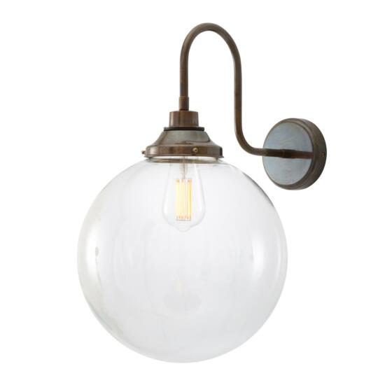 Laguna Clear Globe Swan Neck Wall Sconce 11.75" IP44