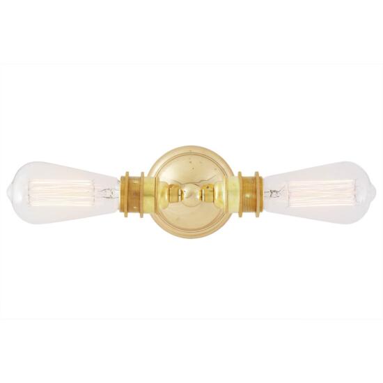 Lome Vintage Double Bare Bulb Wall Sconce, Polished Brass