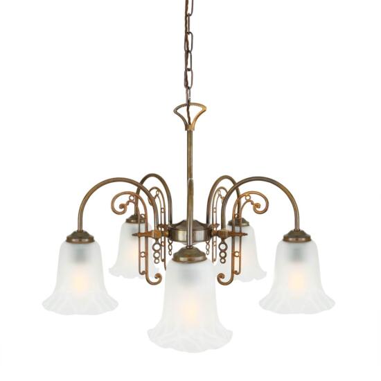 Medan Traditional Five-Arm Brass / Glass Chandelier 24.5" IP20