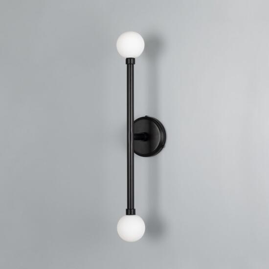 Monto Double Globe Slim Bathroom Wall Sconce 61cm IP44, Powder-Coated Matte Black