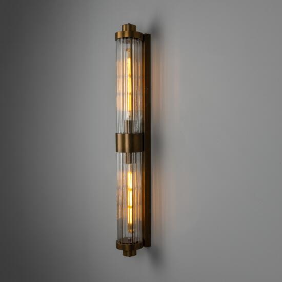 Double Louise Clear Glass Bathroom Wall Sconce 35" IP44 Damp-Rated