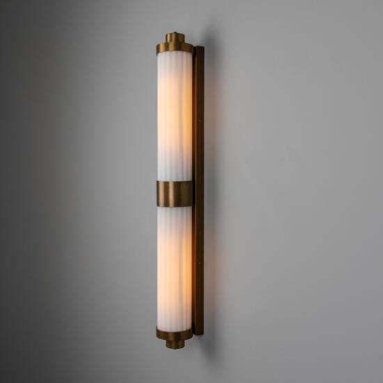 Double Louise Opal Glass Bathroom Wall Sconce 35" IP44 Damp-Rated