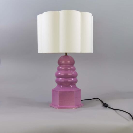Lampe de table Safi petite en céramique rose œillet avec abat-jour en tissu, 75 cm IP20