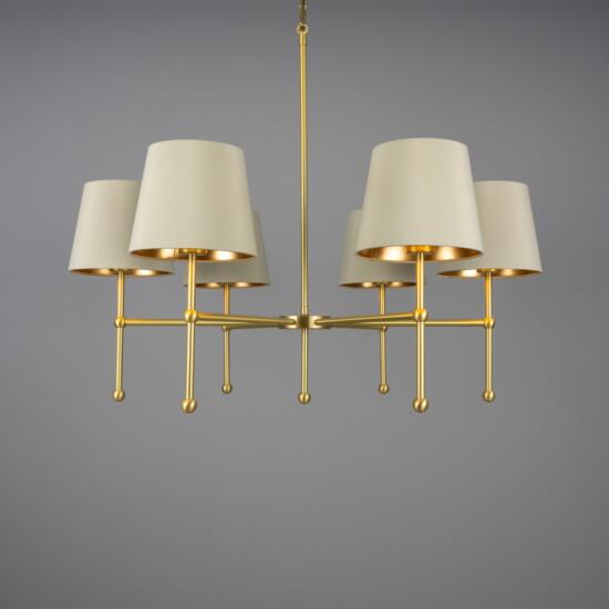 California Modern Six-Arm Brass Chandelier 44.25" IP20