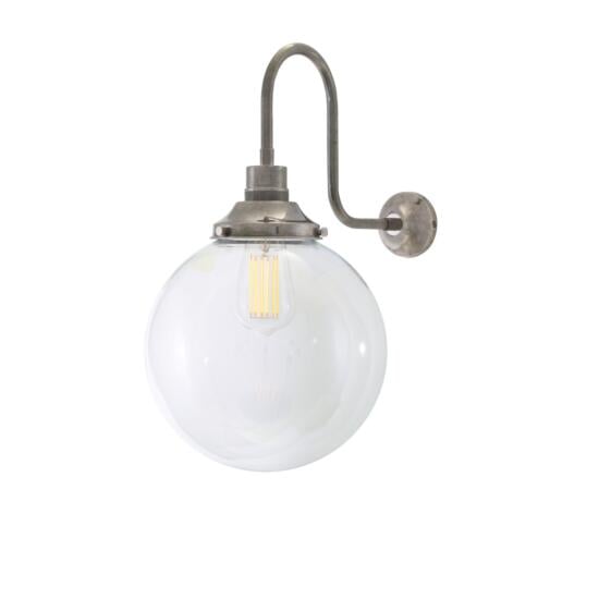 Riad Clear Globe Swan Neck Wall Sconce 25cm