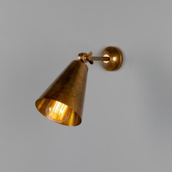 Moya Adjustable Brass Cone Wall Light 22cm IP20, Antique Brass