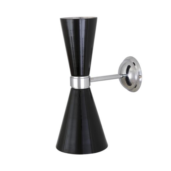 Cairo Mid-Century Double Cone Chrome Wall Sconce, Powder Coated Matte Black
