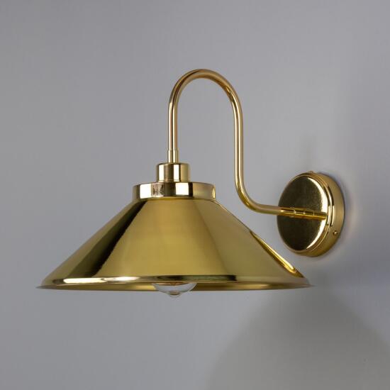 Rio Vintage Brass Swan Neck Wall Sconce 15", Polished Brass
