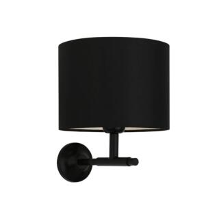 Bangor Modern Brass Wall Sconce with Fabric Shade, Powder-Coated Matte Black