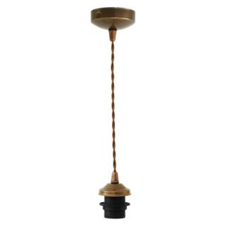 Doha Vintage Pendant Light with Twisted Cable, Antique Brass
