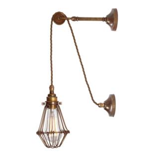 Apoch Vintage Pulley Cage Wall Light, Antique Brass and Bronze Cage
