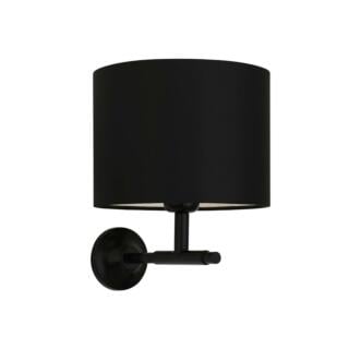 Bangor Modern Brass Wall Sconce with Fabric Shade, Powder-Coated Matte Black