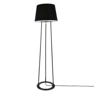 Borris Three-legged Contemporary Steel Floor Lamp, with Black Fabric Shade