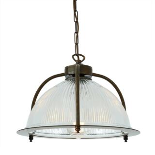 Bousta Industrial Prismatic Glass Pendant Light 35cm, Antique Brass