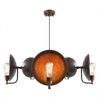 Chulainn B Industrial Dish Chandelier, Five-Arm, Antique Brass
