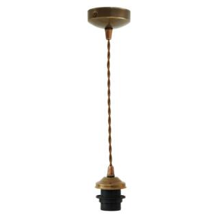Doha Vintage Pendant Light with Twisted Cable, Antique Brass