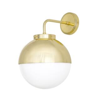 Florence Brass and Glass Globe Wall Light 26cm, Satin Brass