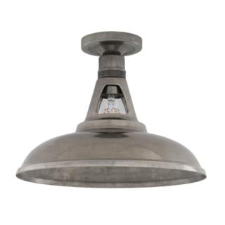 Geneva Industrial Vintage Flush Ceiling Light 30cm, Antique Silver