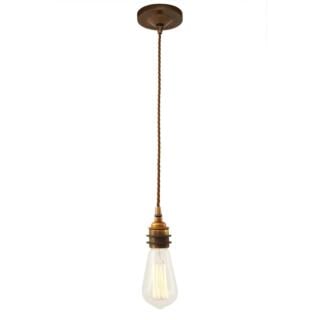 Lome Vintage Bare Bulb Pendant Light, Braided Cable, Antique Brass