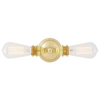 Lome Vintage Double Bare Bulb Wall Light, Polished Brass