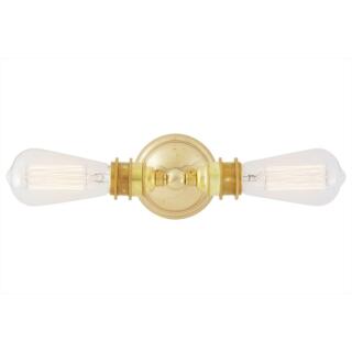 Lome Vintage Double Bare Bulb Wall Sconce, Polished Brass
