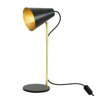Lusaka Modern Adjustable Table Lamp with Cone Shade, Polished Brass and Matt Black