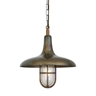 Mira Nautical Pendant Light IP65, Crackled Glass